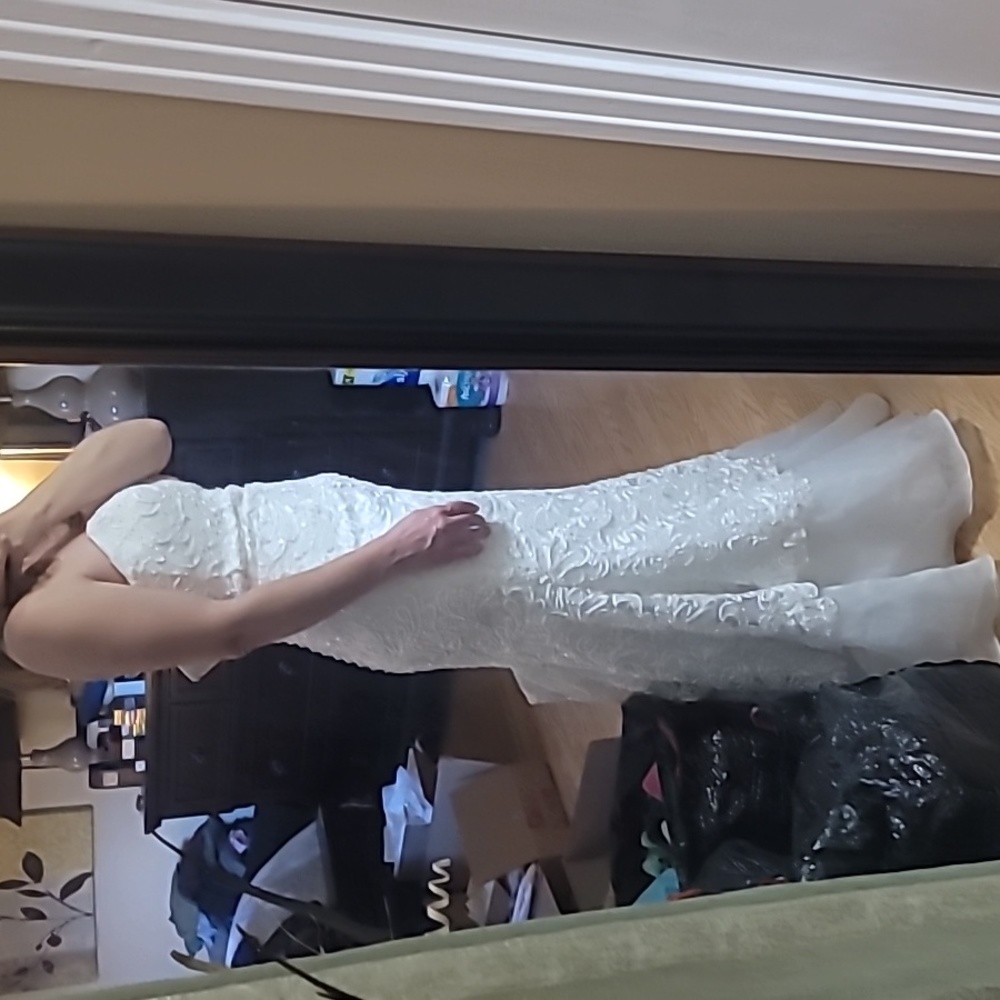 Galina Signature Soft White Trumpet Strapless Wedding Dress - Picture 7 of 17